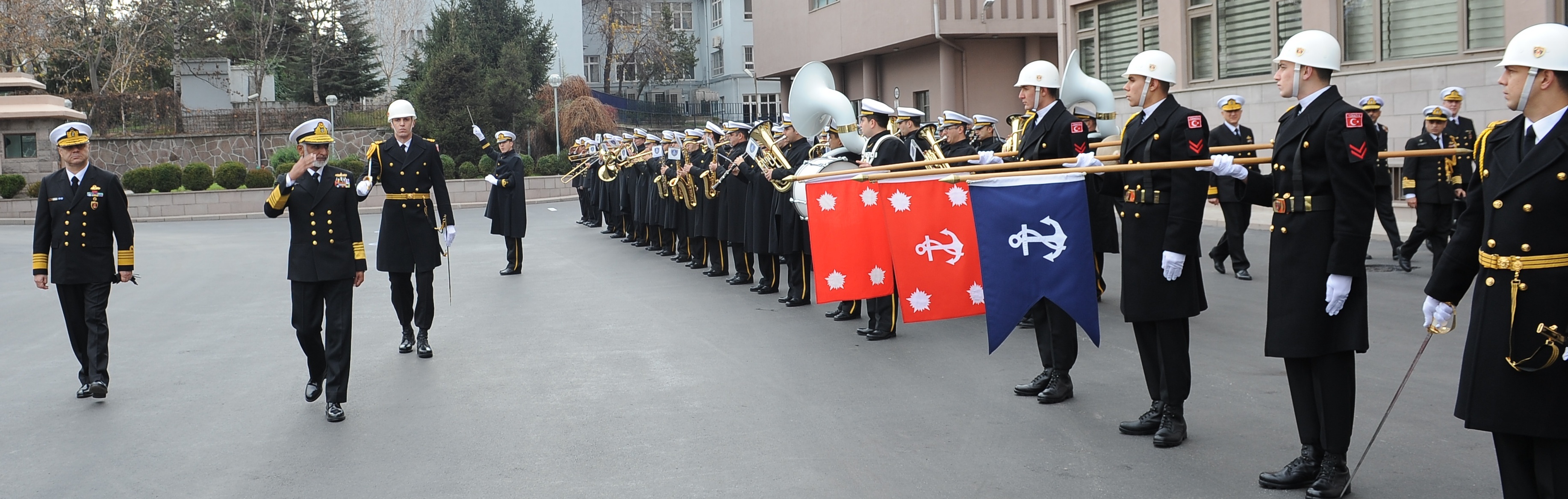 Chief of Naval Staff of Pakistan inspecting guard of honour upon his arrival at Turkish Naval Forces Headquarters at Ankara