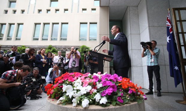 Prime Minister Tony Abbott at a press conference in Parliament House Canberra. Photo: Mike Bowers