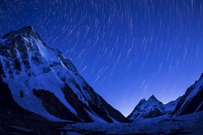 K2 mountain captured on a clear night just before sunrise. PHOTO: DAVID KASZLIKOWSKI