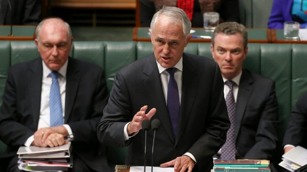 Prime Minister Malcolm Turnbull during question time on Wednesday. Photo: Alex Ellinghausen