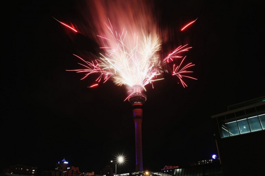 Fireworks display launched from Auckland's Sky Tower