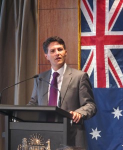 Hon Victor Dominello addressing to the ethnic media at the launch of Multicultural March media conference
