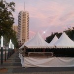 Stalls are ready for tomorrow (Tuesday) at Sydney Olympic Park 