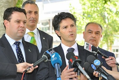 Left to right:  Stuart Ayres, Minister for Police, John Sidoti MP,Member for Drummoyne, Victor Dominello, Minister for Citizenship and Communities and  Hakan Harman, CEO Multicultural NSW