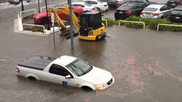 Flooding at Constance Street, Fortitude Valley. Photo: Akash Sethi