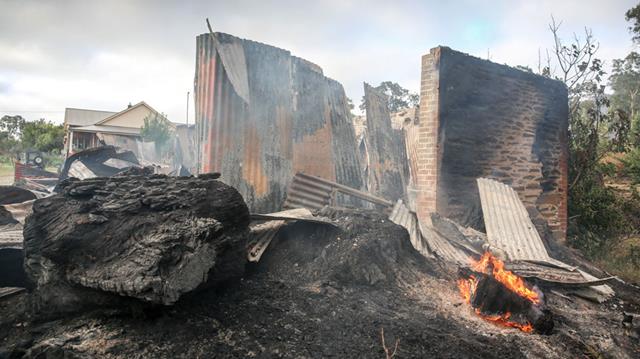  A photo taken on January 4 shows the burnt out remains of a property in the Adelaide Hills district of Gumeracha.