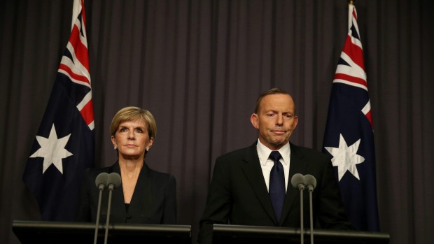 Ambassador withdrawn: Prime Minister Tony Abbott and Foreign Minister Julie Bishop address the media after the executions.