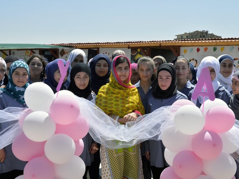 Malala Yousafzai celebrated her birthday and the opening of a new school with "brave and inspiring girls of Syria" in Lebanon on Sunday. Photo: WAEL HAMZEH/EPA /LANDOV