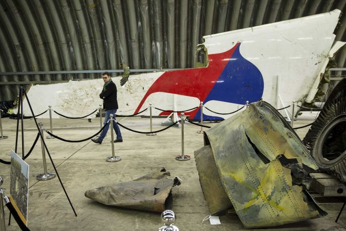 The wreckage of MH17 is seen after the presentation of a report into the crash. Reuters Photo: Michael Kooren