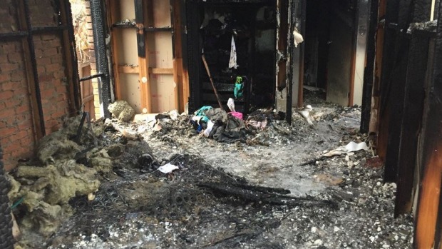 The bedroom where it's believed a 'hoverboard' started a fire. Photo: Christine Ahern, Channel Nine