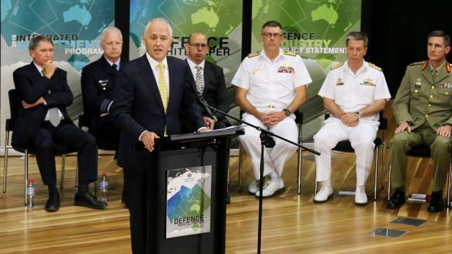 PM Malcolm Turnbull speaks at the release of the 2016 Defence White Paper. Photo: Ray Strange.