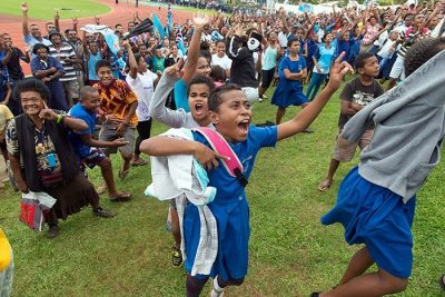 On Aug. 11, Fijians celebrated in stadiums, erupted into cheers at bars and in their homes, and eventually took to the streets, waving Fijian flags and jumping for joy.