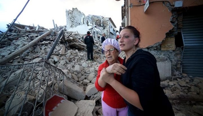 Residents react to the devastating damage after the Italy earthquake