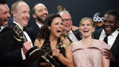 Veep won best comedy series and best comedy actress for Julia Louis-Dreyfus (centre)