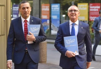 South Australian Premier Jay Weatherill MP (right) and Energy Minister Tom Koutsantonis.