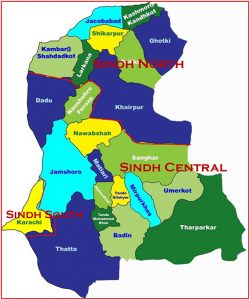 Division of Sindh Map 3 Provinces small